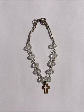Crystal Bead Cross Bracelet